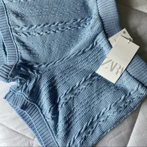 Zara Light Blue Cable Knit Shorts